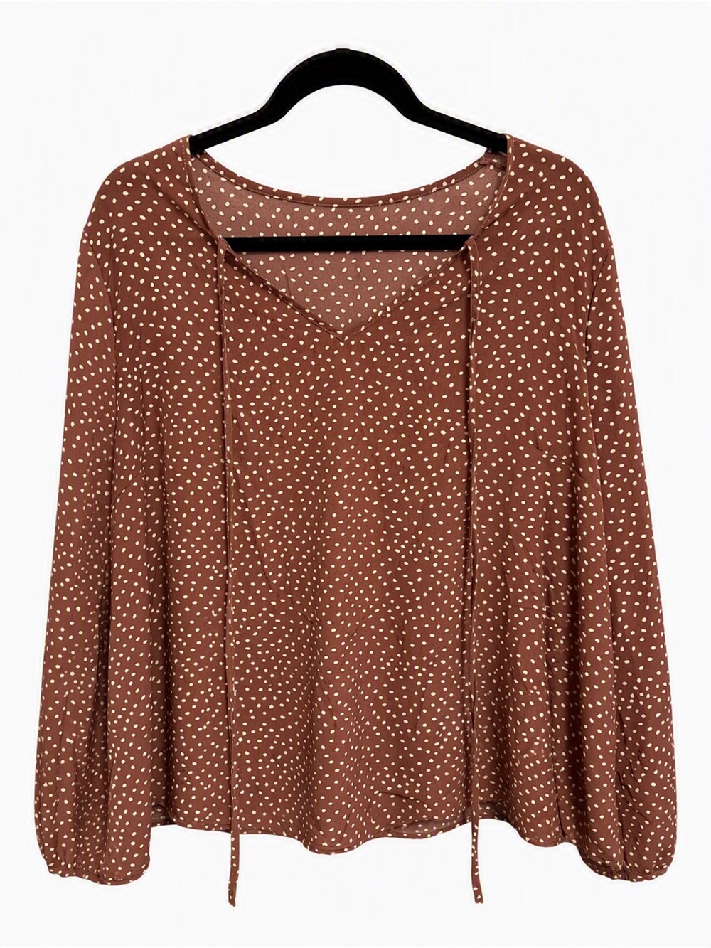 Women’s Polka Dot Long Sleeve Blouse - Brown